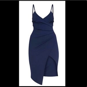 Lauriell Navy Wrap Front Crepe Midi Dress
size 8